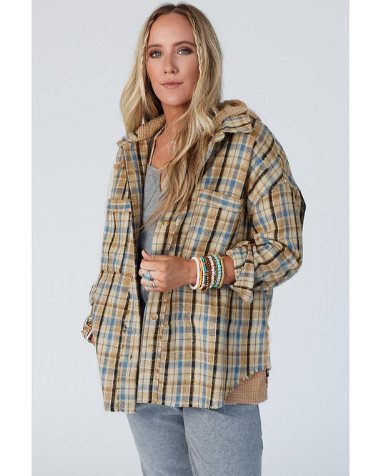 ASHLEIGH BLUE Waffle Knit Hooded Shacket