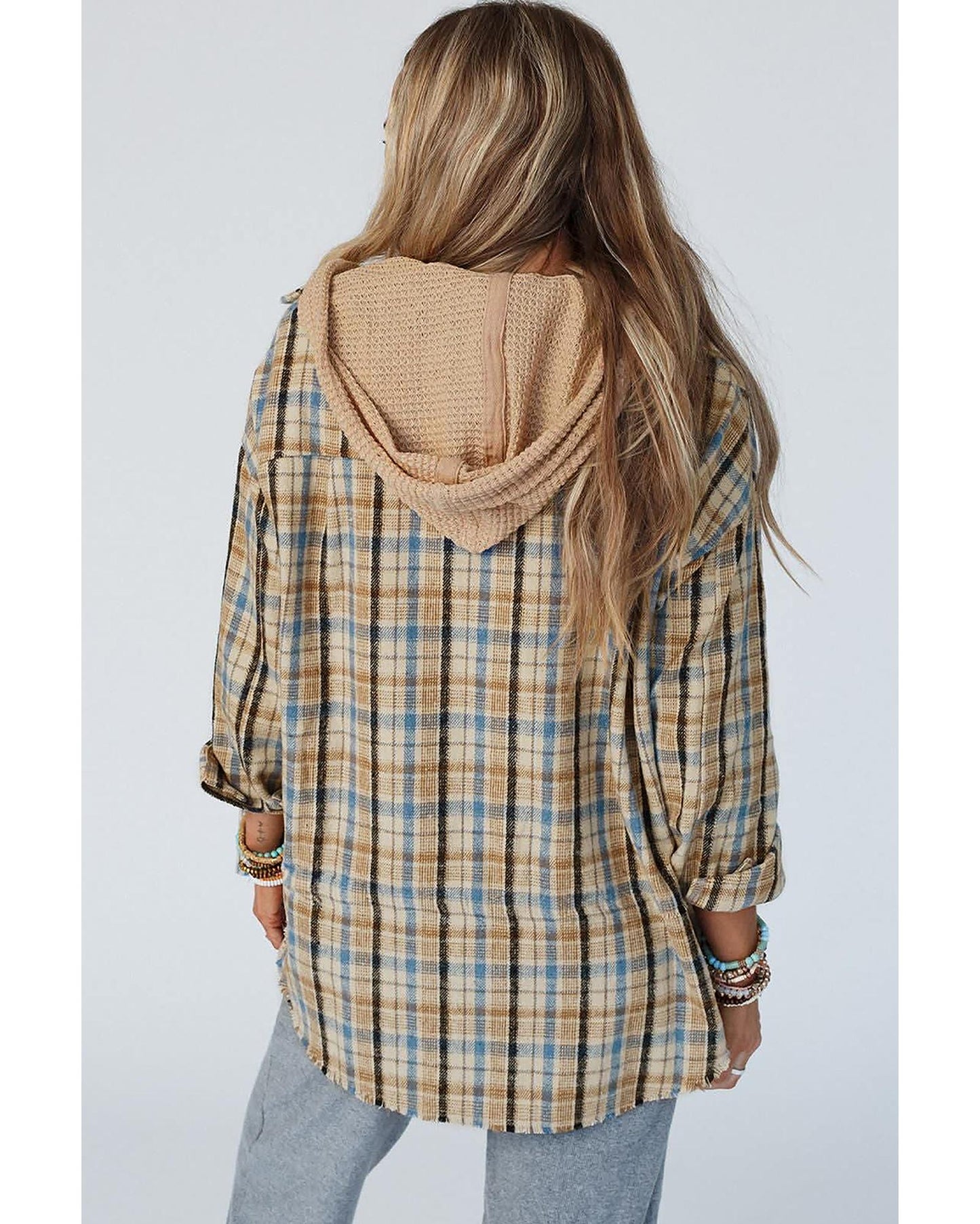 ASHLEIGH BLUE Waffle Knit Hooded Shacket