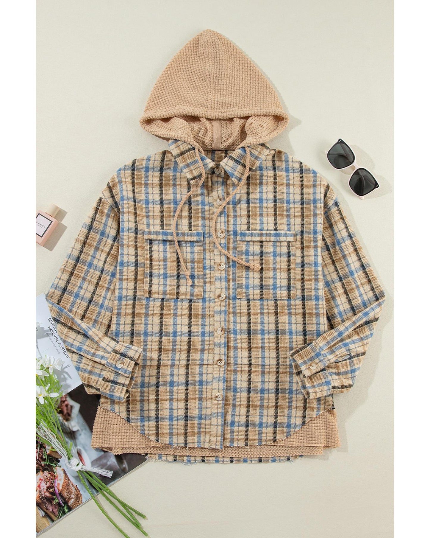 ASHLEIGH BLUE Waffle Knit Hooded Shacket