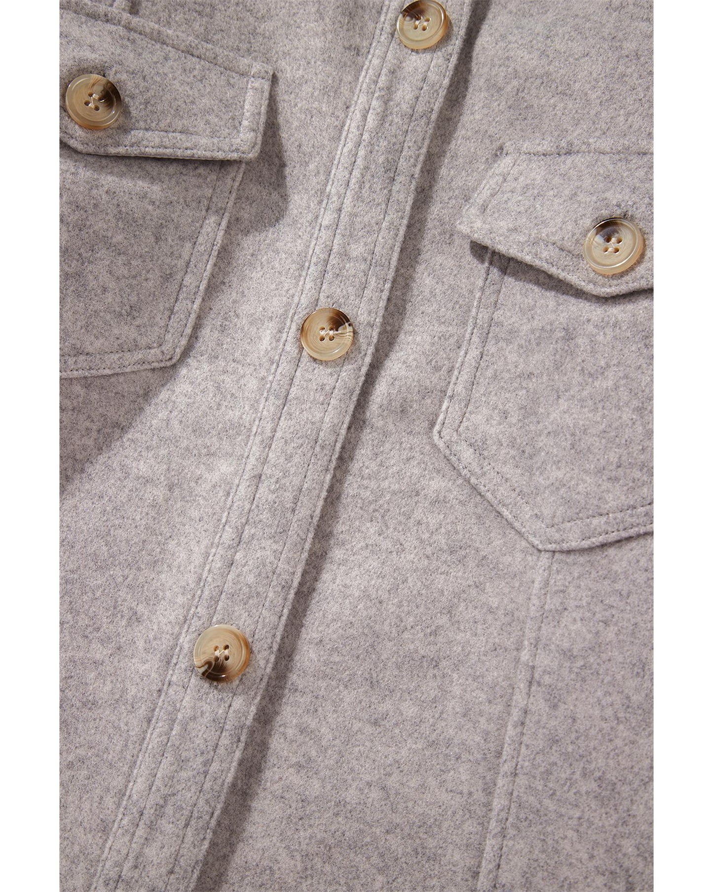 Light Grey Turn Down Collar Flap Pockets Buttoned Shacket - 2XL