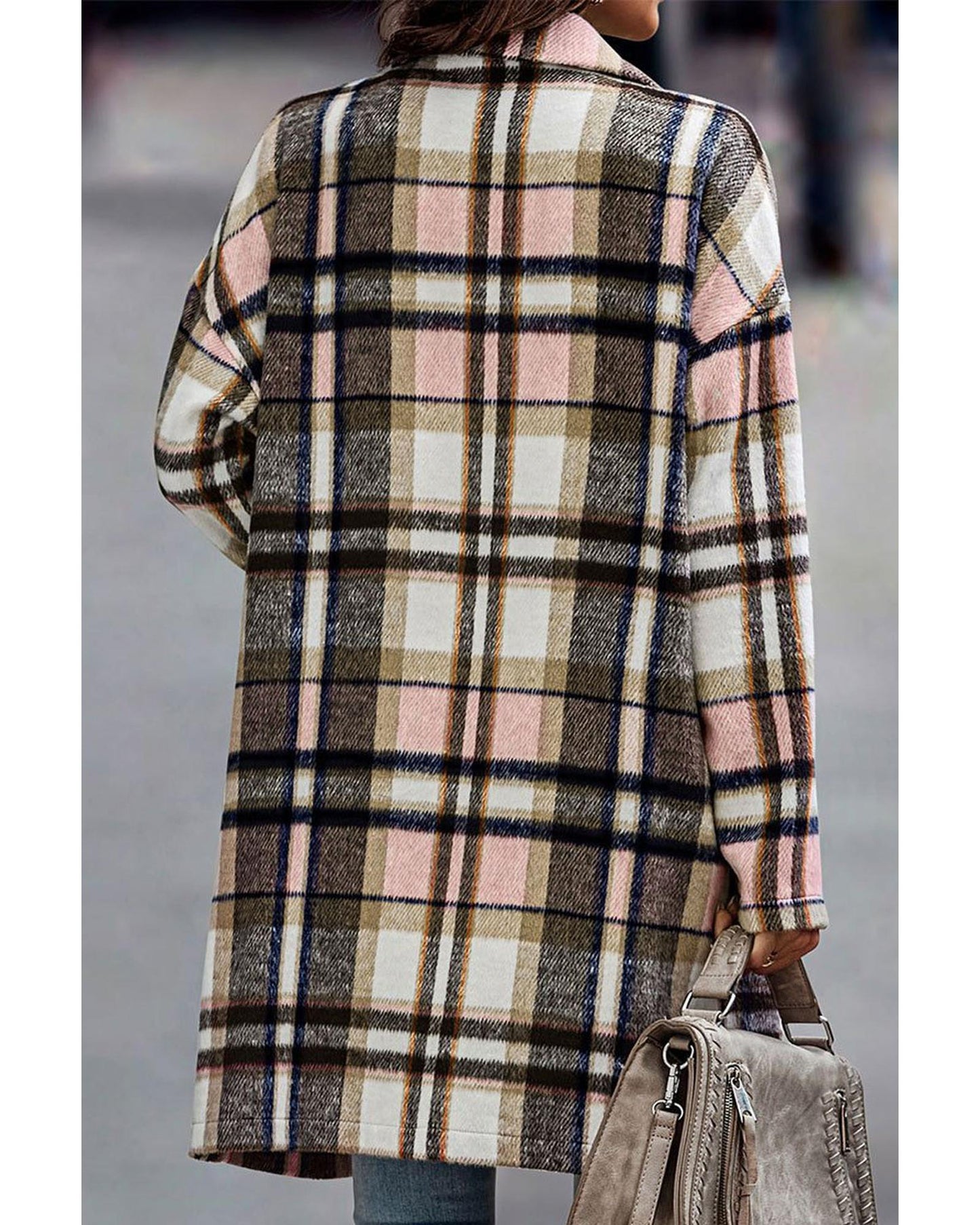 Plus Size Plaid Button Up Lapel Jacket