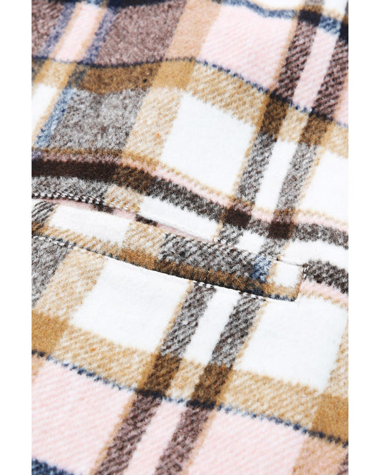 Plus Size Plaid Button Up Lapel Jacket