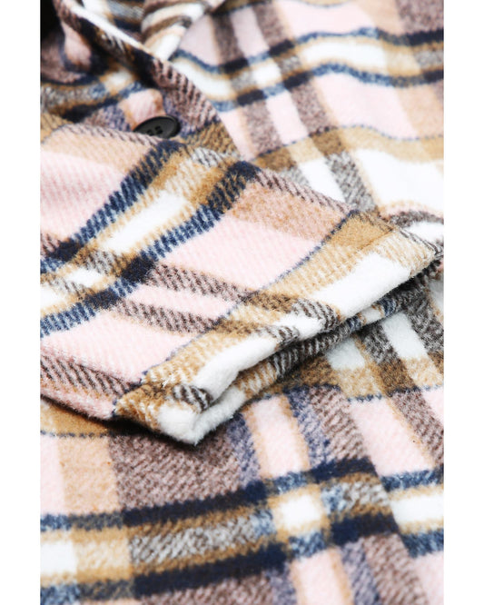 Plus Size Plaid Button Up Lapel Jacket