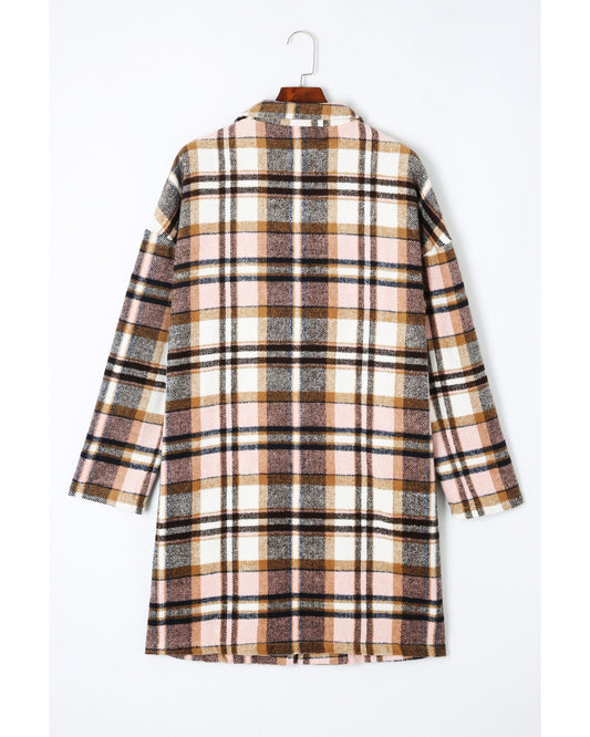 Plus Size Plaid Button Up Lapel Jacket