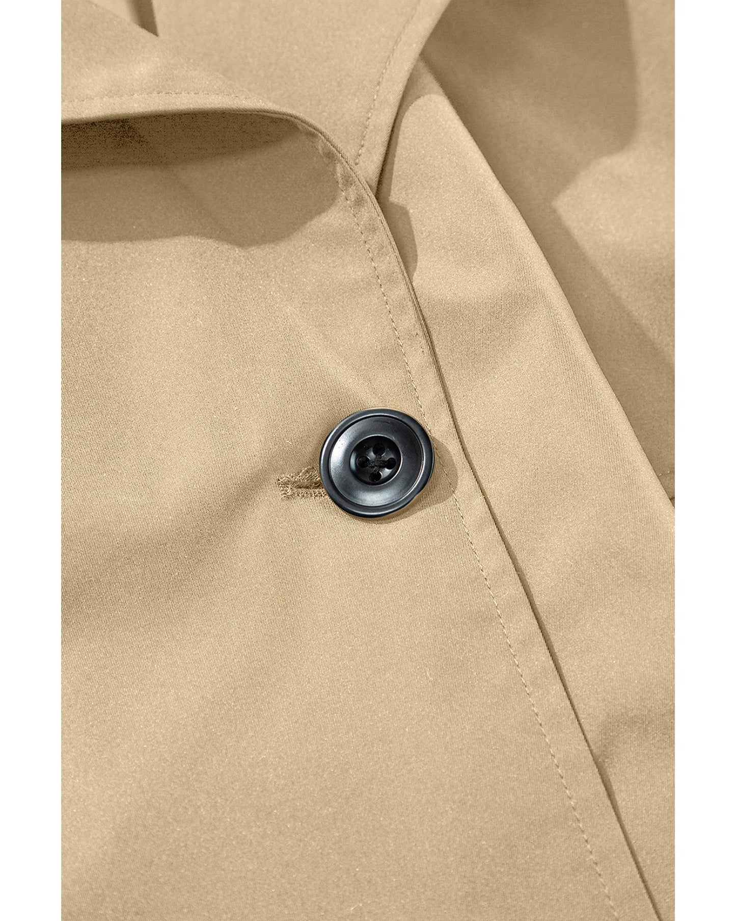 Pale Khaki Solid Color Lapel Collar Waist Tie Wind Coat - 2XL