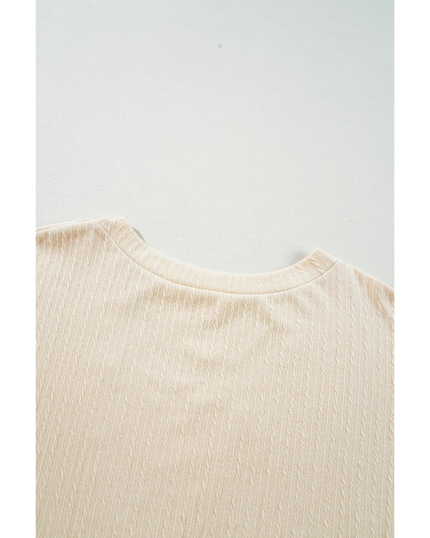 Plus size Textured Cuffed Top with Knit Detail