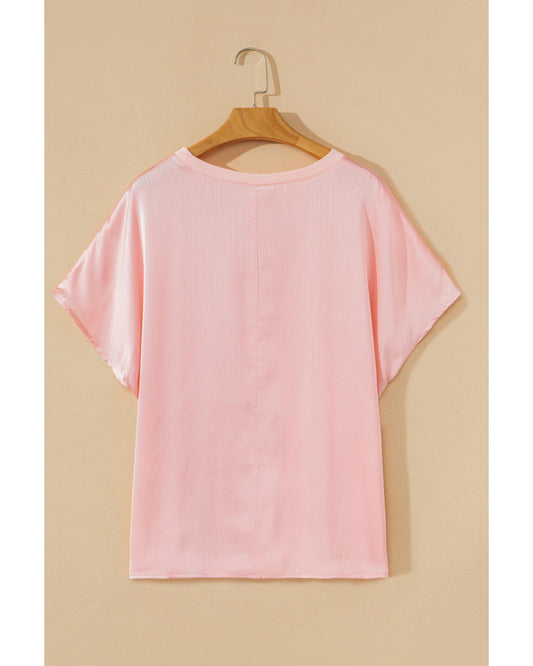 Plus size Metallic Gloss Batwing Sleeve Top