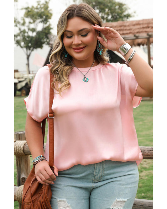 Plus size Metallic Gloss Batwing Sleeve Top