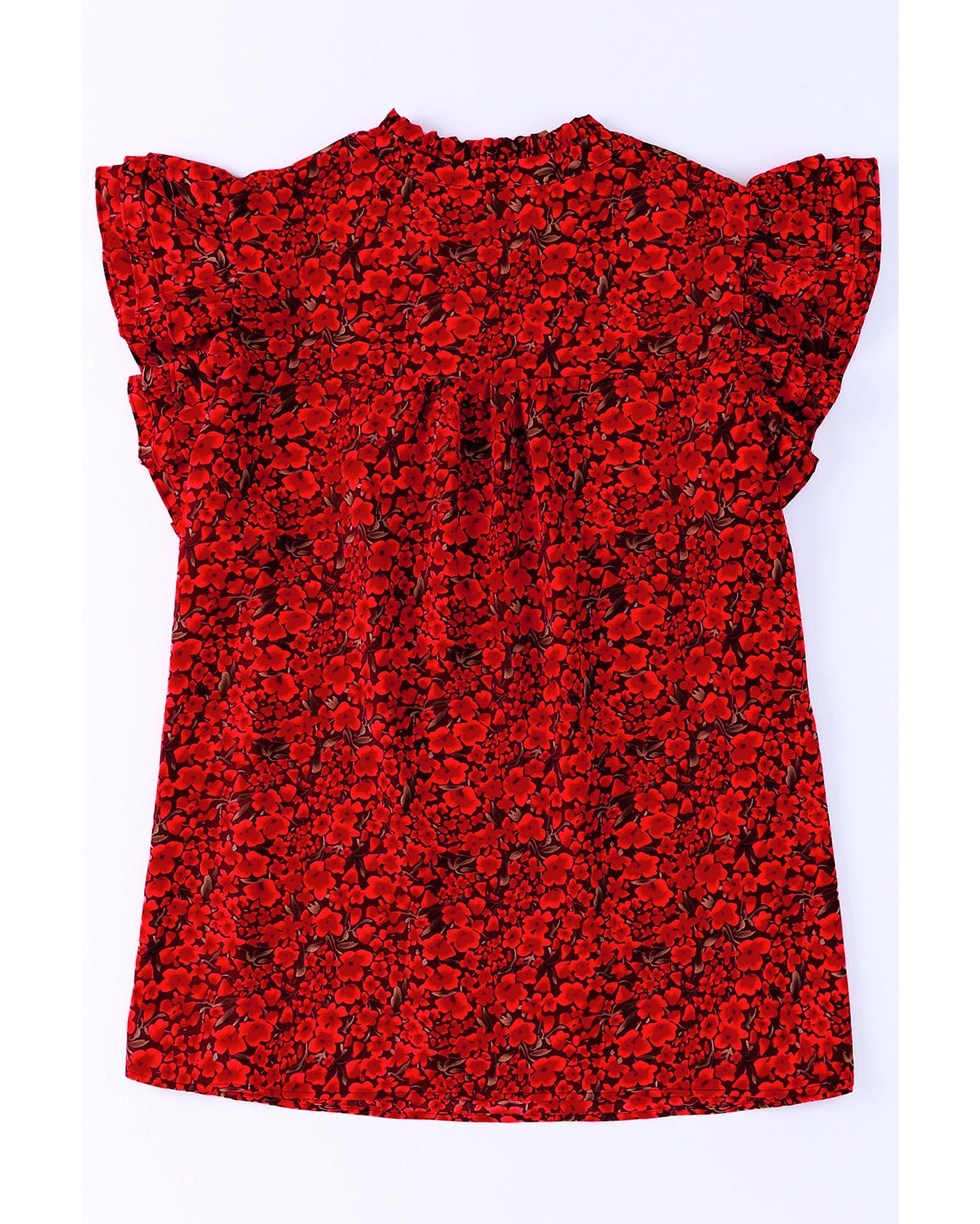 Plus Size Rose Floral Ruffle Sleeve Top
