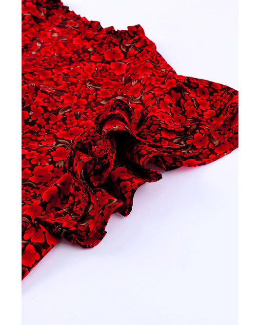 Plus Size Rose Floral Ruffle Sleeve Top