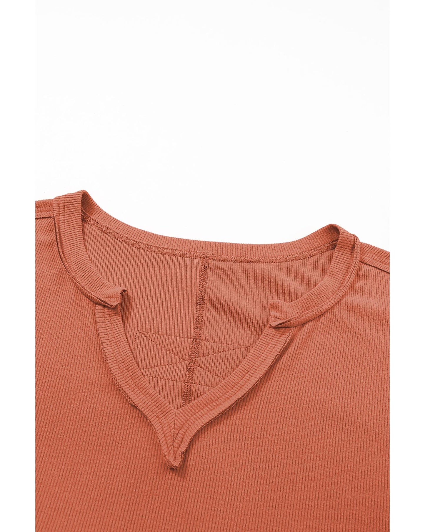 Plus Size Exposed Seam V-Neck Top