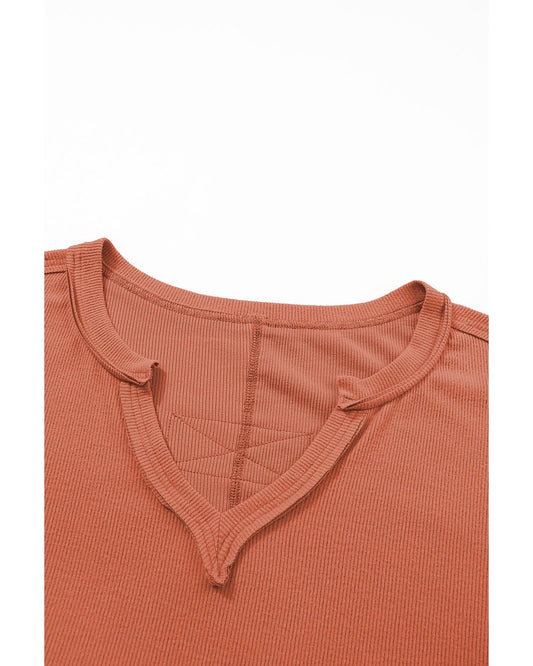 Plus Size Exposed Seam V-Neck Top