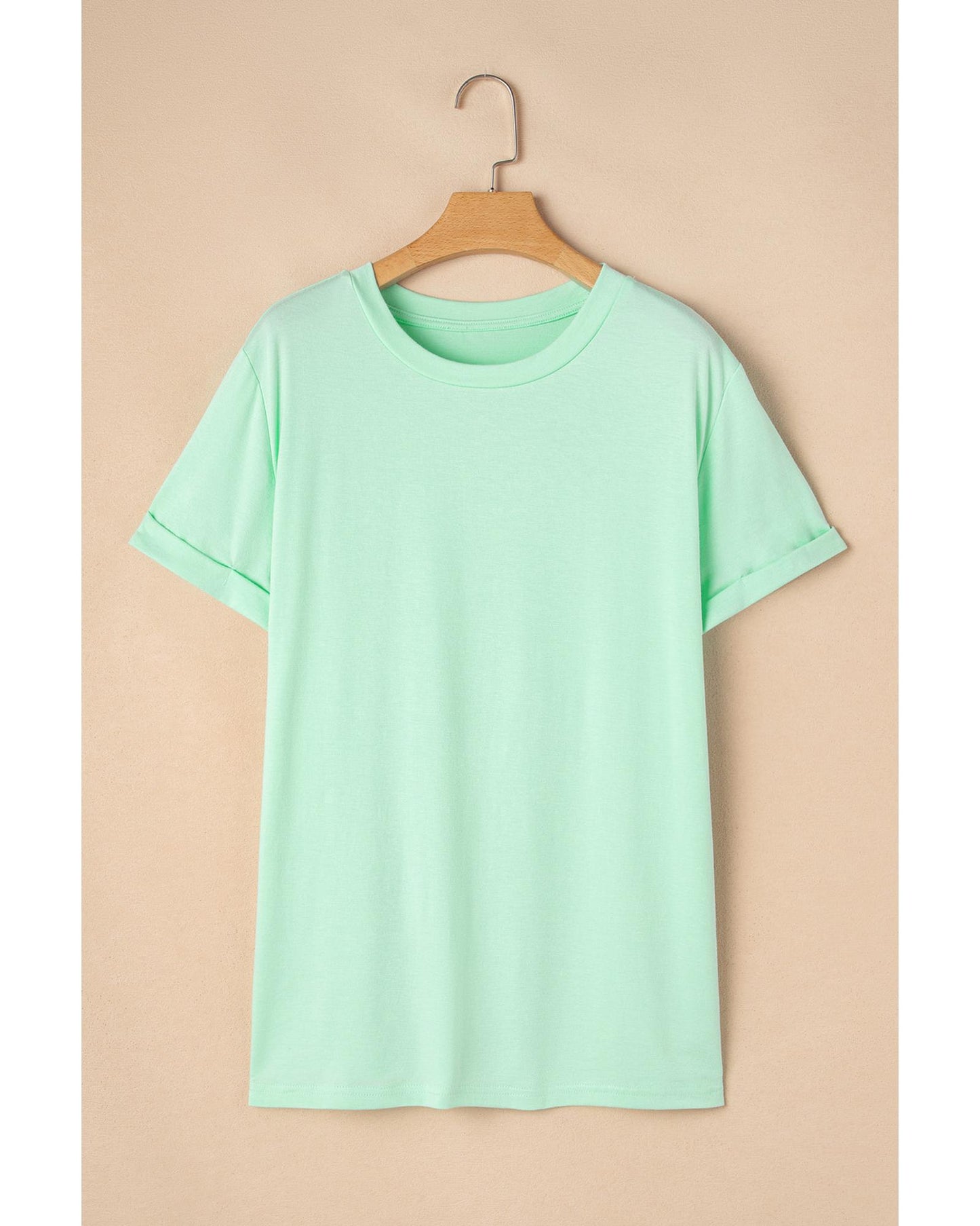 Plus Size Round Neck Rolled Sleeve T-shirt