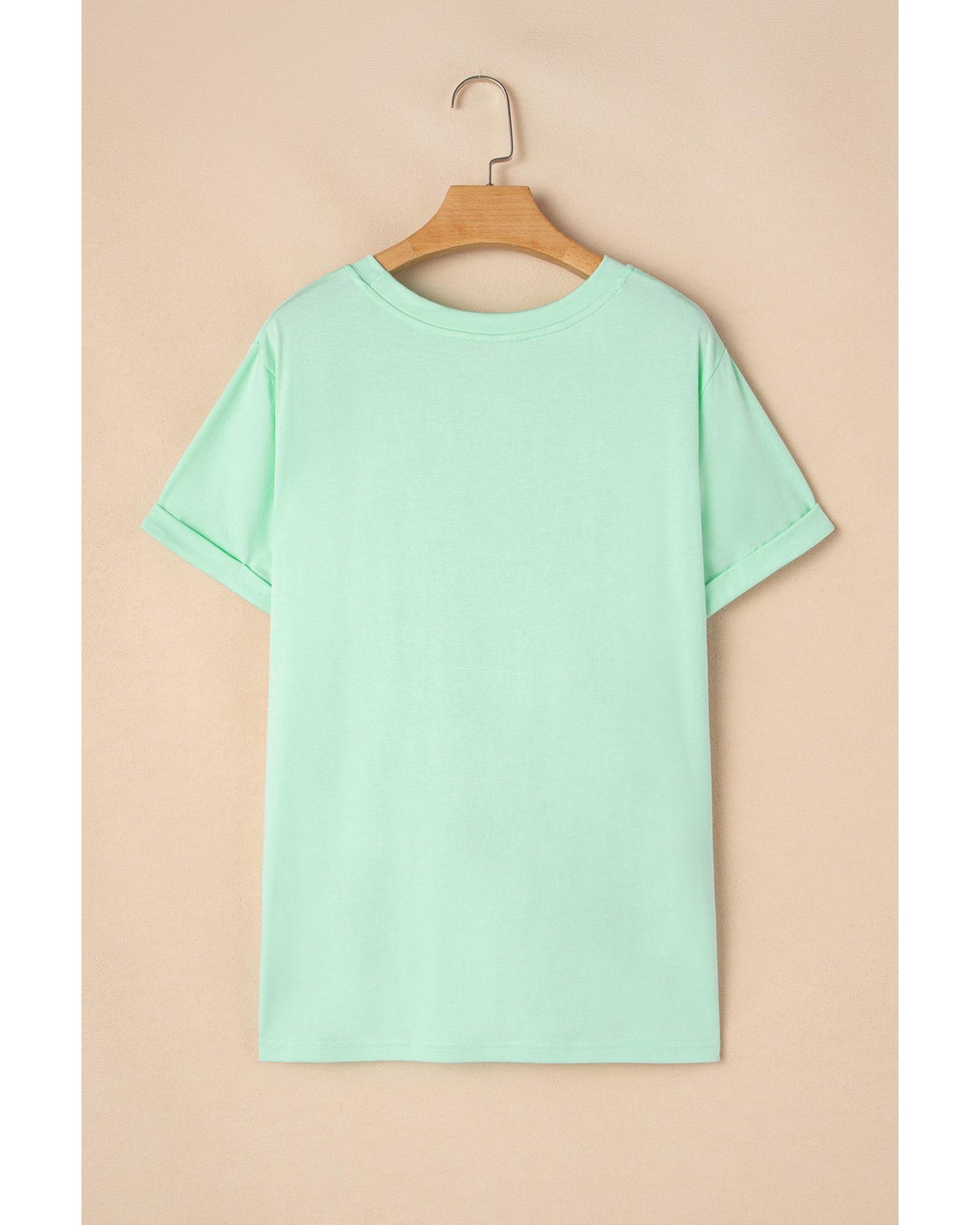 Plus Size Round Neck Rolled Sleeve T-shirt