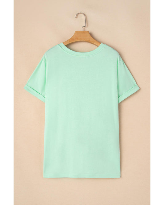 Plus Size Round Neck Rolled Sleeve T-shirt