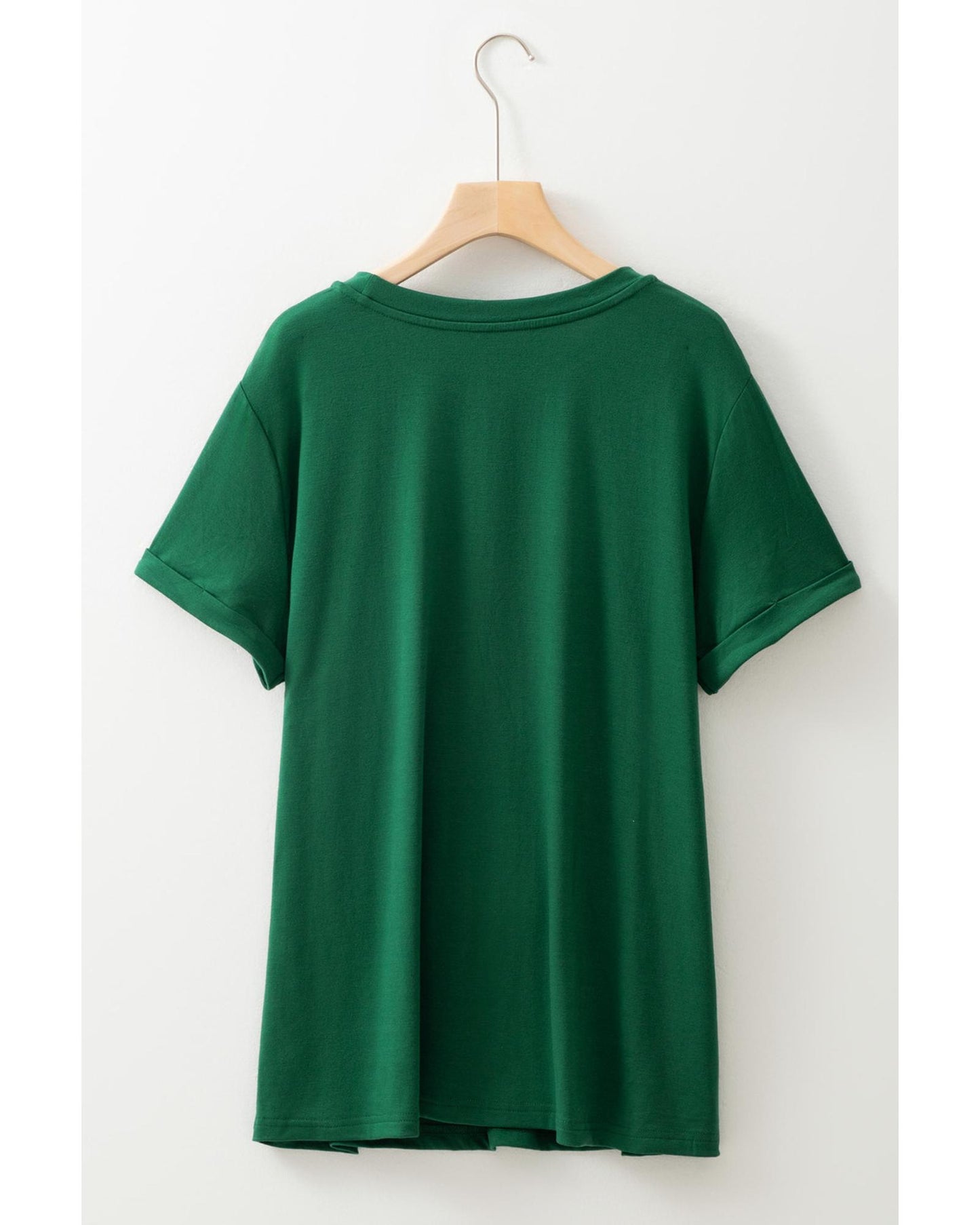 Plus Size Round Neck Rolled Sleeve T-shirt