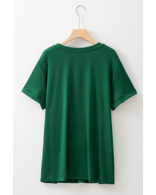 Plus Size Round Neck Rolled Sleeve T-shirt