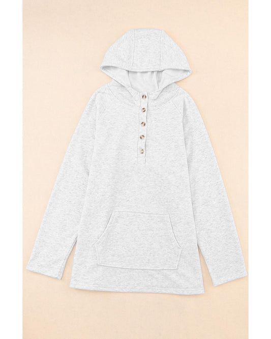 Plus Size Kangaroo Pocket Henley Button Hoodie