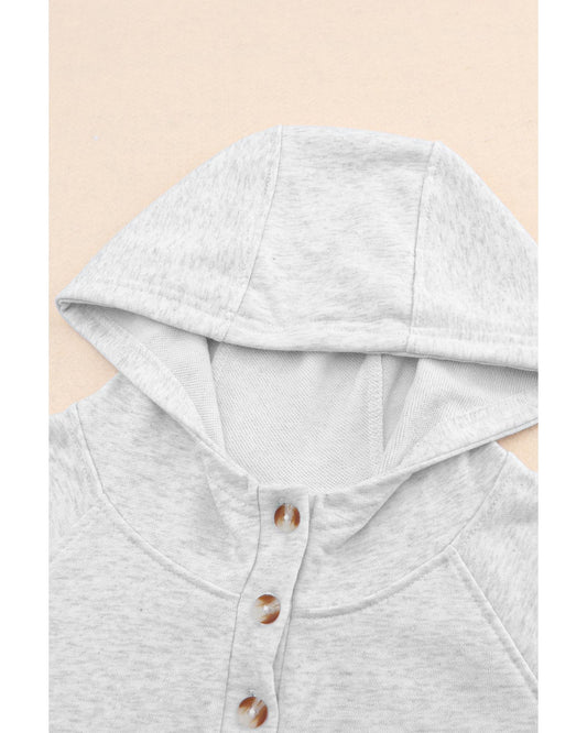 Plus Size Kangaroo Pocket Henley Button Hoodie