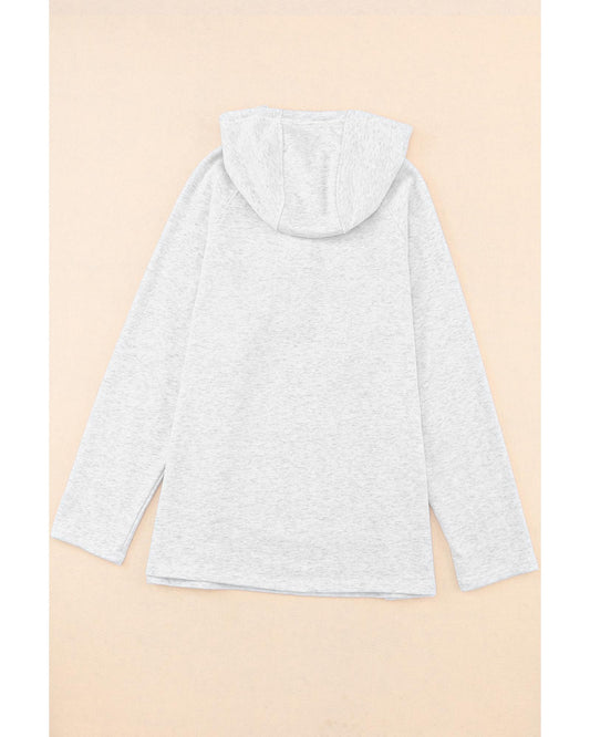 Plus Size Kangaroo Pocket Henley Button Hoodie