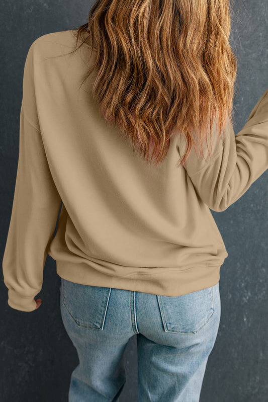 Plus Size Solid Crew Neck Drop Shoulder Sweatshirt