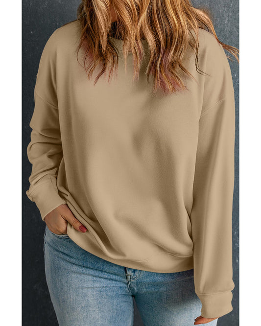 Plus Size Solid Crew Neck Drop Shoulder Sweatshirt