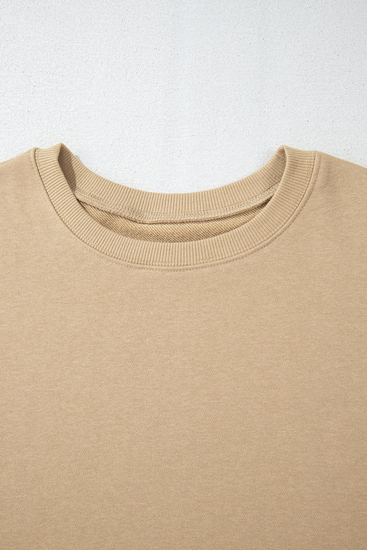 Plus Size Solid Crew Neck Drop Shoulder Sweatshirt