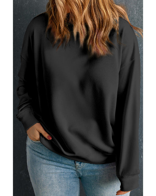 Plus Size Solid Crew Neck Drop Shoulder Sweatshirt