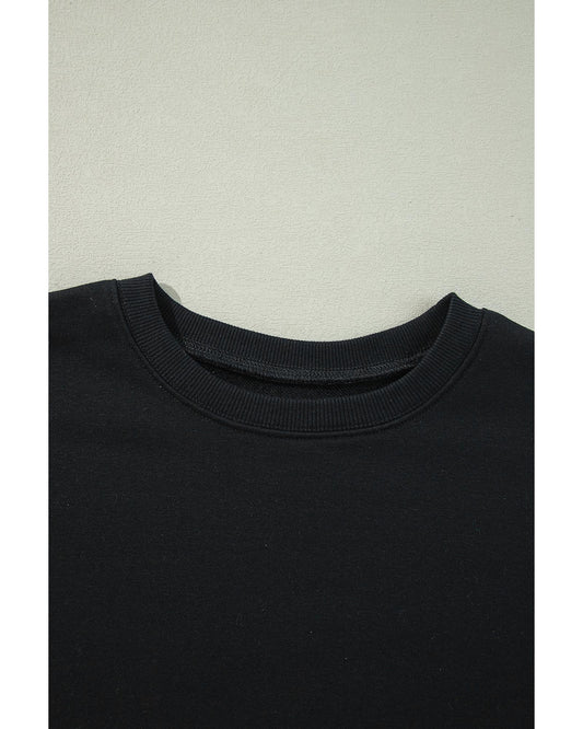 Plus Size Solid Crew Neck Drop Shoulder Sweatshirt