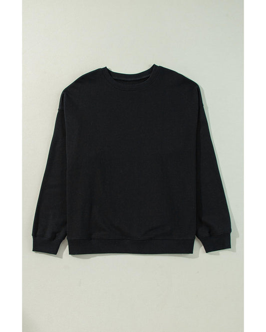 Plus Size Solid Crew Neck Drop Shoulder Sweatshirt
