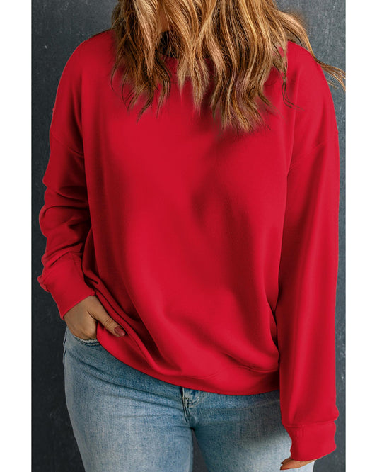 Plus Size Solid Crew Neck Drop Shoulder Sweatshirt