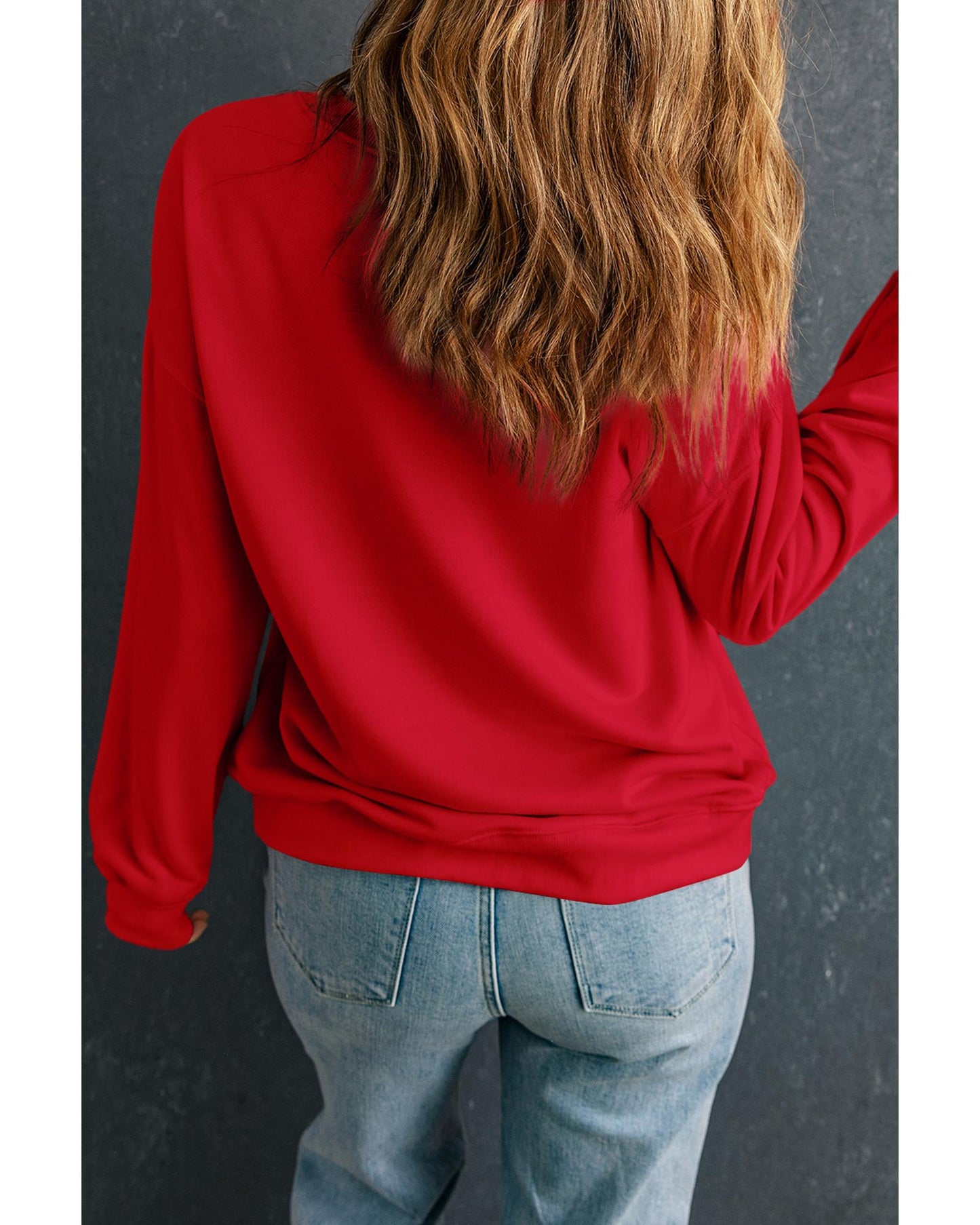 Plus Size Solid Crew Neck Drop Shoulder Sweatshirt
