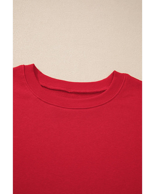 Plus Size Solid Crew Neck Drop Shoulder Sweatshirt