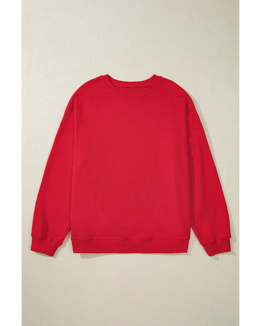 Plus Size Solid Crew Neck Drop Shoulder Sweatshirt