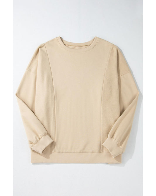 Plus Size Loose Patchwork Crewneck Sweatshirt