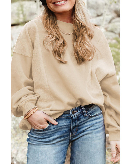 Plus Size Loose Patchwork Crewneck Sweatshirt