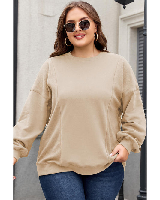 Plus Size Loose Patchwork Crewneck Sweatshirt