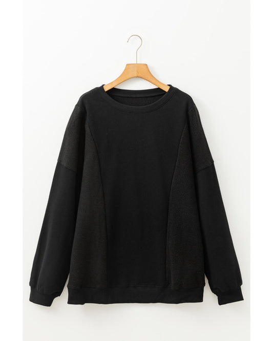 Plus Size Loose Patchwork Crewneck Sweatshirt