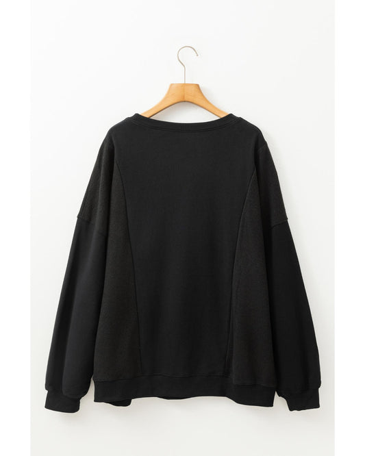 Plus Size Loose Patchwork Crewneck Sweatshirt