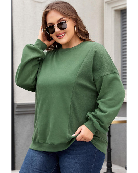 Plus Size Loose Patchwork Crewneck Sweatshirt