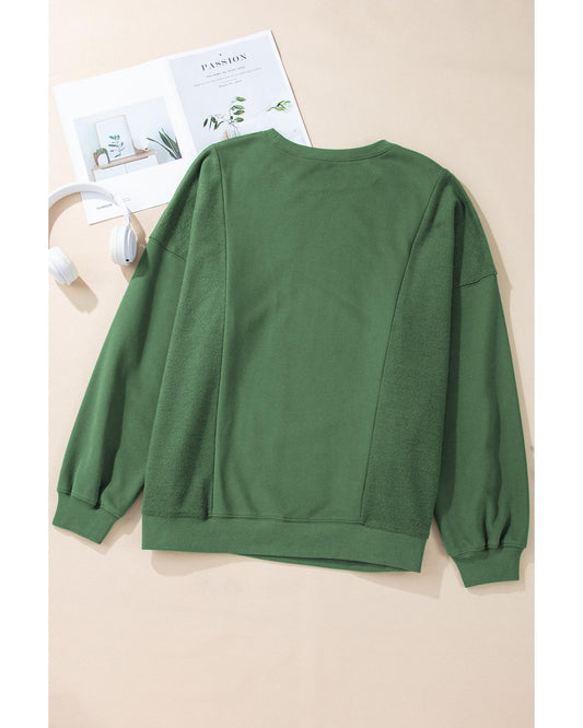 Plus Size Loose Patchwork Crewneck Sweatshirt