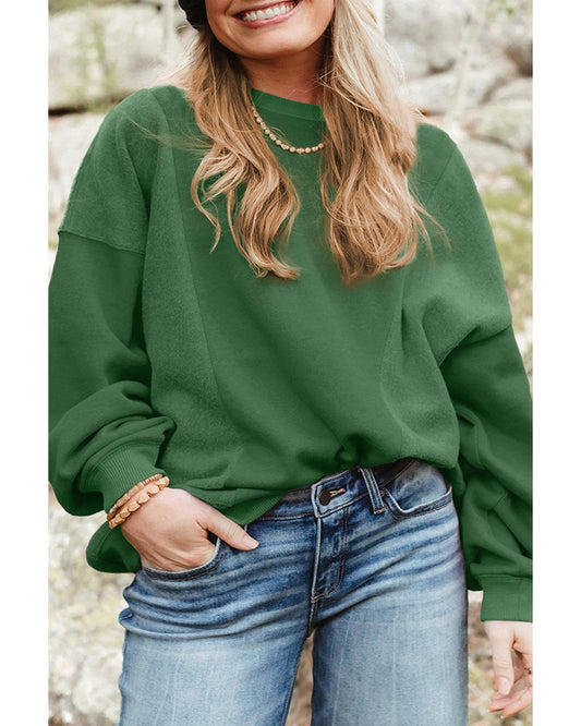 Plus Size Loose Patchwork Crewneck Sweatshirt