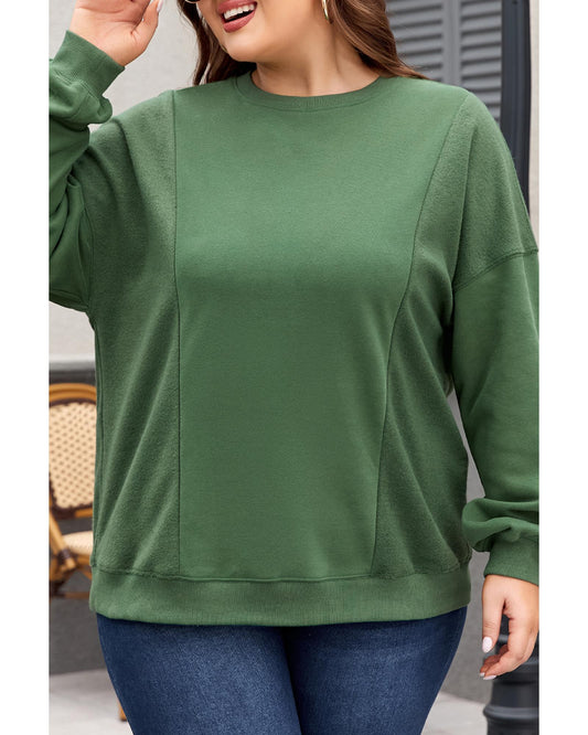 Plus Size Loose Patchwork Crewneck Sweatshirt