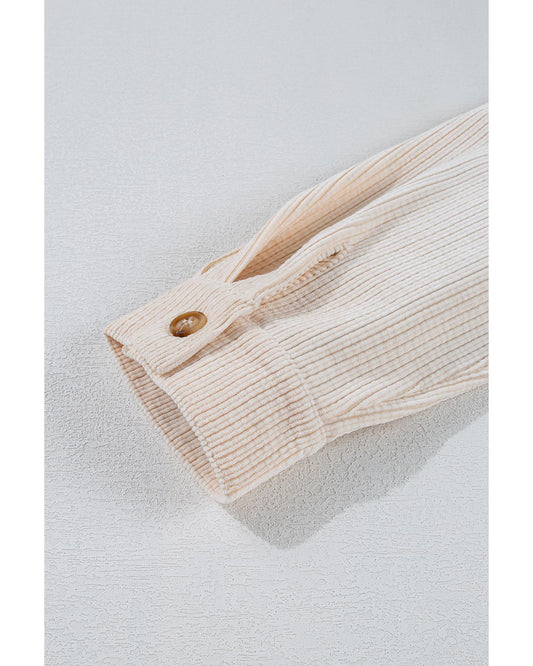 Plus Size Oatmeal Textured Buttoned  Shacket