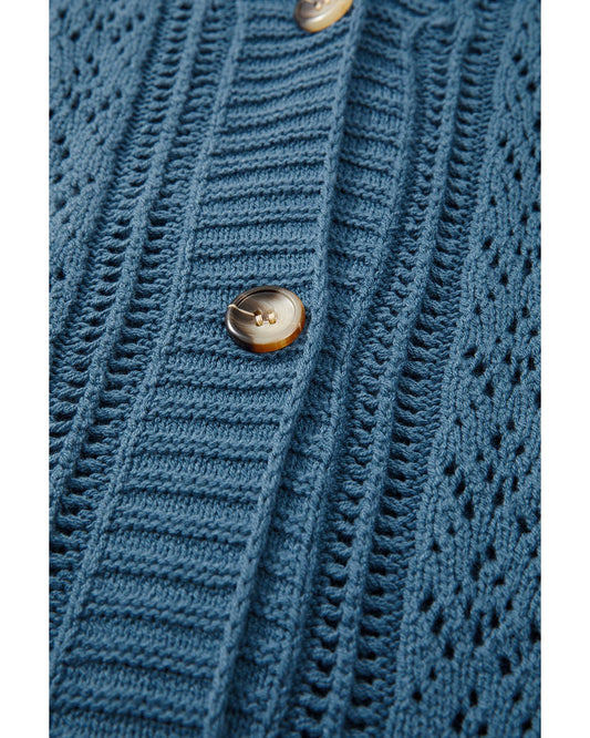 Plus Size Open Knit Button Front Cardigan
