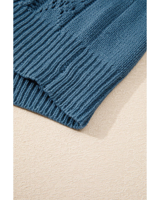 Plus Size Open Knit Button Front Cardigan