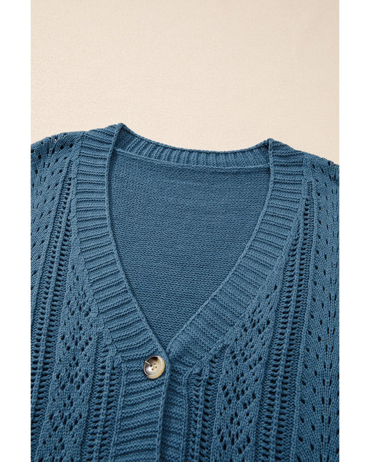 Plus Size Open Knit Button Front Cardigan