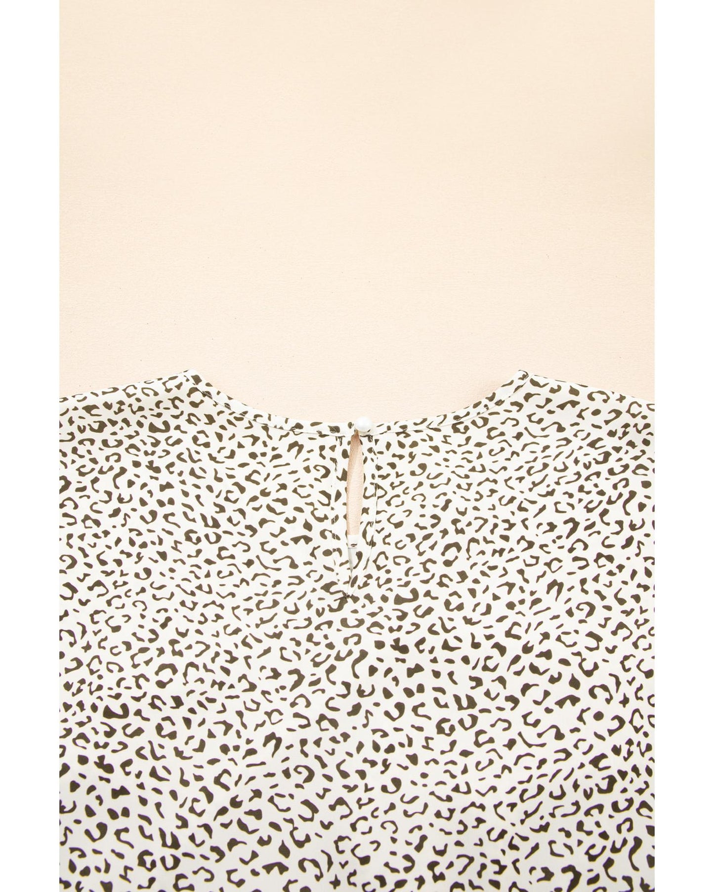 Beige Plus Size Leopard Print Frill Trim Short Sleeve Flared Dress - 4X
