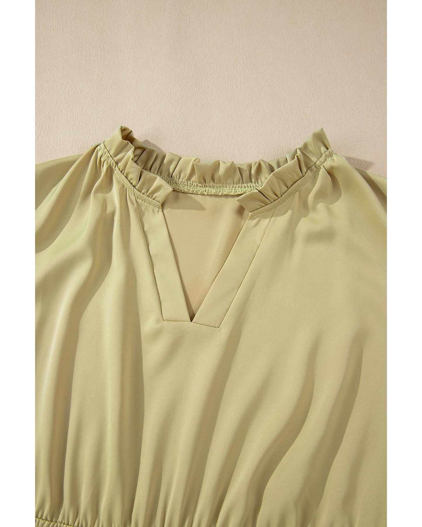 PLUS SIZE Notched V Neck Puff Sleeve Tiered Maxi Dress