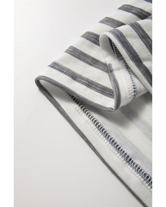 Gray Stripe Plus Size Buttoned Wide Leg Jumpsuit